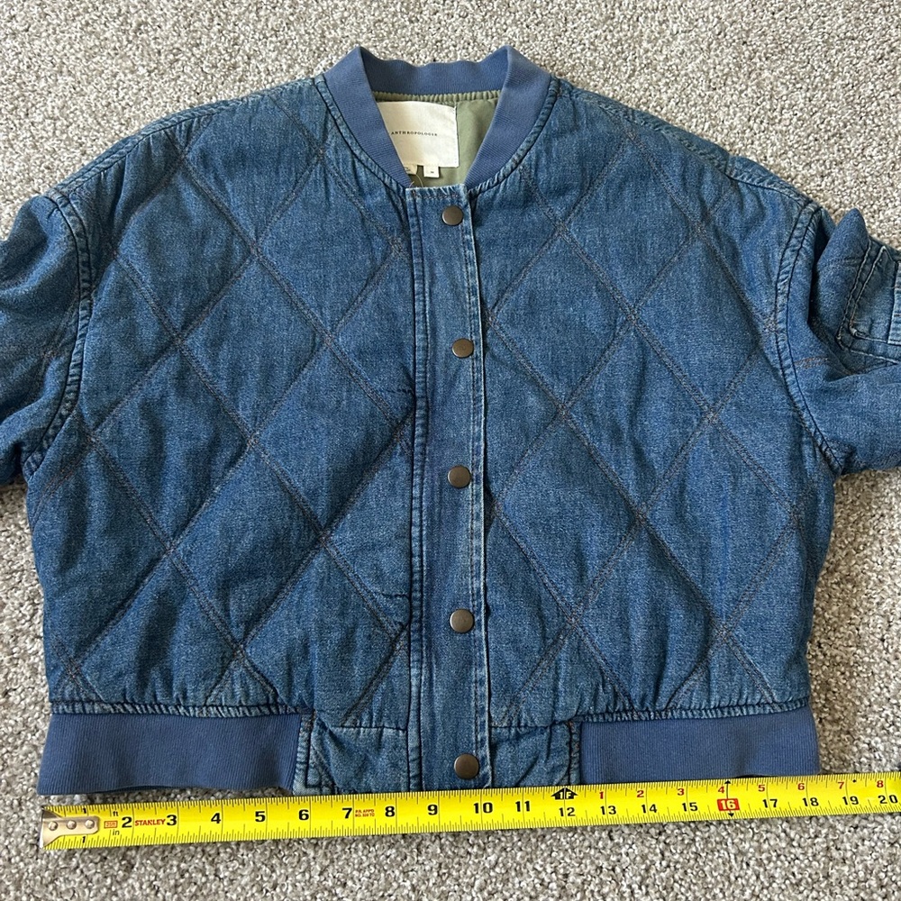 Anthropologie Lindy Quilted Denim Bomber Jacket in Indigo size Medium - Picture 15 of 15